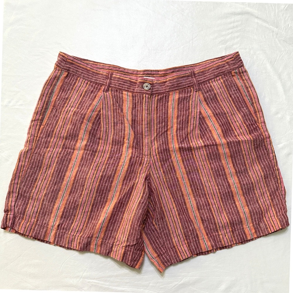 J. Jill 100% Linen Shorts Pockets Womens 14 Bermuda Preppy Coastal Boho Summer